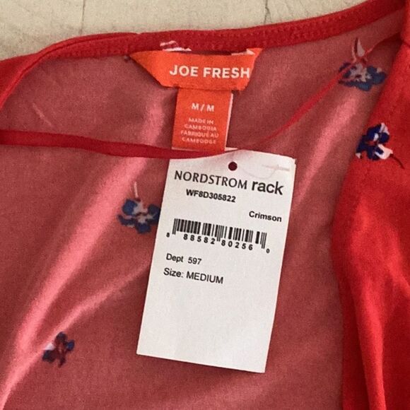 JOE FRESH NORDSTROM RACK NWT MEDIUM DRESS RED BLUE FLORAL - Picture 7 of 9